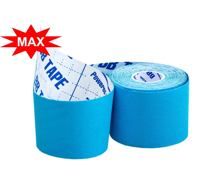 Кинезио тейп BBTape ICE MAX с усиленным клеем 5см × 5м / Искусственный шёлк (вискоза) / Голубой