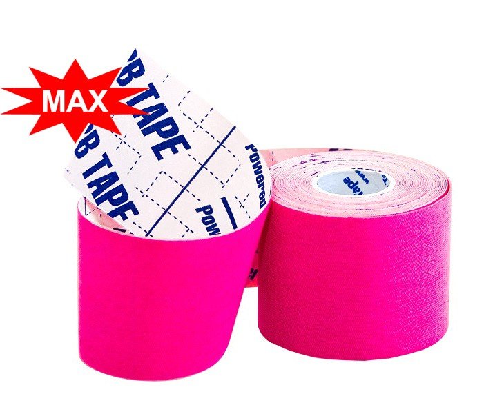 Кинезио тейп BBTape ICE MAX с усиленным клеем 5см × 5м / Искусственный шёлк (вискоза) / Розовый